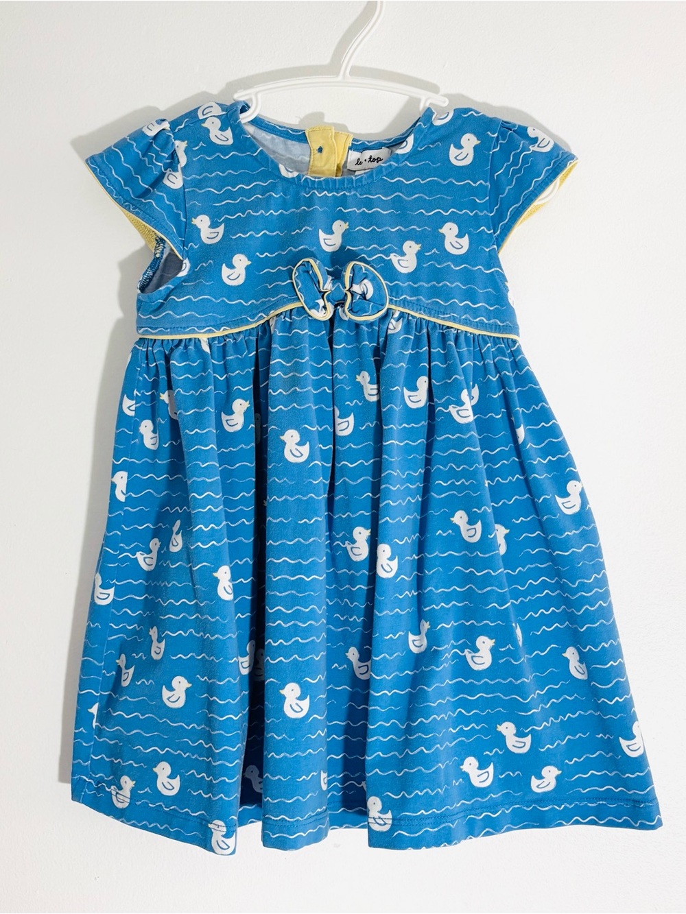 Vintage Y2K Le Top Whimsical Storybook Duck Pond A-Line Knit Dress 24M